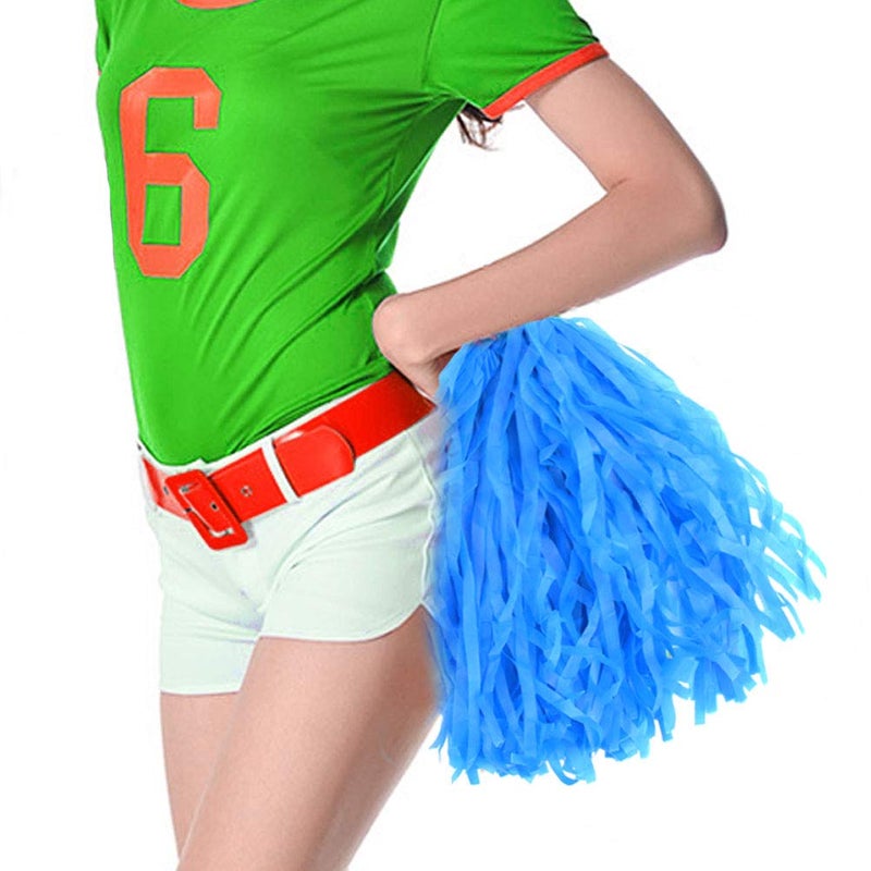baotongle 12 pcs Cheerleading Pom Poms Hand Flowers Cheerleader Pompoms Sports Dance Cheer Plastic Pom Pom for Sports Team Spirit Cheering Ball Dance Fancy Dress Night Party (Blue, 20Gram) - Image 5